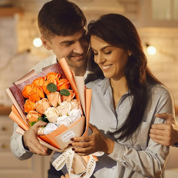 Decoraciones para el día de San Valentín, ramo de jabón de 18 rosas, ramo eterno, caja de regalo, regalo de San Valentín adecuado para esposa, día de San Valentín de la madre, día de la madre, anivers