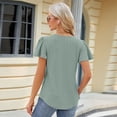 thumbnail image 4 of SWSMCLT Women's Short Sleeve T Shirt Square Neck Lightweight Thin Ruched Tee Shirt Soft Fashion Fall Summer Green XX-Large, 4 of 5