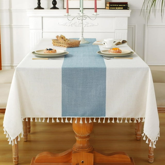 Rustic Tablecloth Cotton Linen Tablecloth Burlap Table Cloths for Kitchen Dining Cloth Table Cloth for Rectangle Tables Coffee Lines Rectangle &#;&#;x&#;Seats