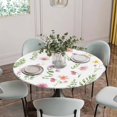 thumbnail image 2 of Pink Spring Floral Fitted Tablecloth with Elastic Edged, Round Table Cloth for Dining Table, Flowers Elegant Pastoral Leaves Waterproof Oil Proof Table Cover for Indoor Outdoor 36"-44", 2 of 8