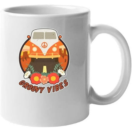 

Groovy Vibes with VW Bus Summer Travel Vacationy Fashion Design Ceramic Coffee Mug