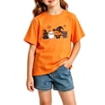 thumbnail image 2 of SOFTCCLO Girls T Shirts Short Sleeve Crewneck Graphic Tees Halloween Themed Print Stylish Casual Holiday T-Shirts for Girls Size 5-6Y, 2 of 5