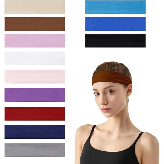 CEYAZYE 12Pcs Yoga Headbands, Elastic Workout Yoga Exercise Headbands, Soft Non-Slip Sweat-Wicking Headbands for Women, Suitable for Sports, Fitness, Running, Football and Cycling
