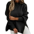 thumbnail image 2 of Brilliant Sweaters for Women Plus Size Side Hem Slit Winter Women Long Sleeve Pullover Casual Sweater Tops Loose Knitwear Jumper Tops Lightweight Mid Length Winter Sweater, 2 of 8