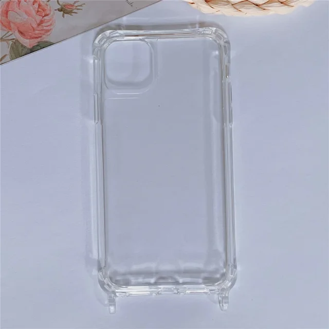 Transparent Shockproof Phone Case For iPhone 15 Pro Max 14 13 12 11 With Ring Hole Clear Four-Corner Airbag Soft Bumper Cover Transparent for iphone11ProMax(6.5")