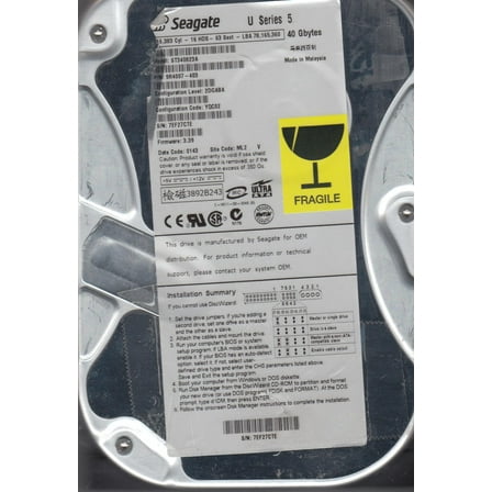 Seagate U ST340823A 40 GB Hard Drive, 3.5" Internal, IDE (IDE Ultra ATA/100 (ATA-6))