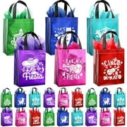 24 Pcs Fiesta Party Favor Bags Mexican Cinco De Mayo Candy Gift Bags with Handles 8x4x10 Inches Reusable Non-woven Party Favor with Tissues