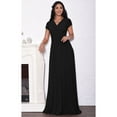 thumbnail image 4 of KOH KOH Long V-Neck Flowy Cap Short Sleeve V-Neck Bridesmaid Wedding Guest Party Formal Summer Sundress Tall Gown Maxi Dress Dresses For Women Black XXX-Large US 22-24 NT074, 4 of 8