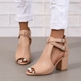 thumbnail image 2 of SACFOF Women's Peep Toe Boots Side Strap Chunky Heels Cutout Ankle Boots Pumps Casual Mid Heels Dress Heeled Sandals, 2 of 5