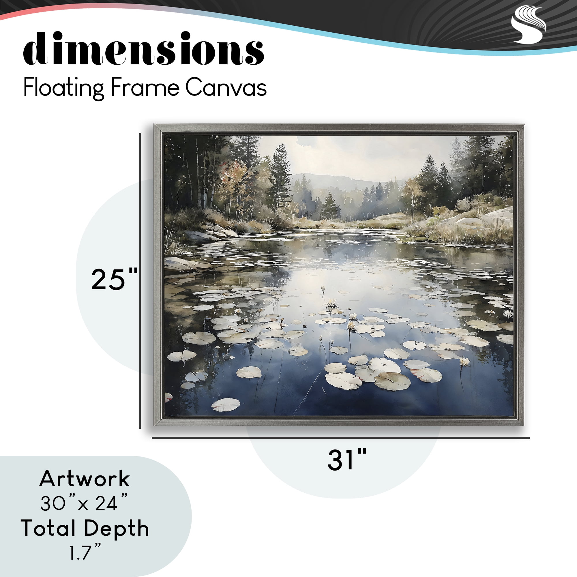 Stupell Industries Still Pond with Morning Reflections Gray Framed Floater Canvas Wall Art, design by Franklyn Gregory