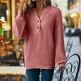 thumbnail image 6 of AGWOLF Henley Shirts for Women Casual Waffle Lantern Long Sleeve Tunic Tops Loose V Neck Pullover Fall Travel Tshirts, 6 of 10