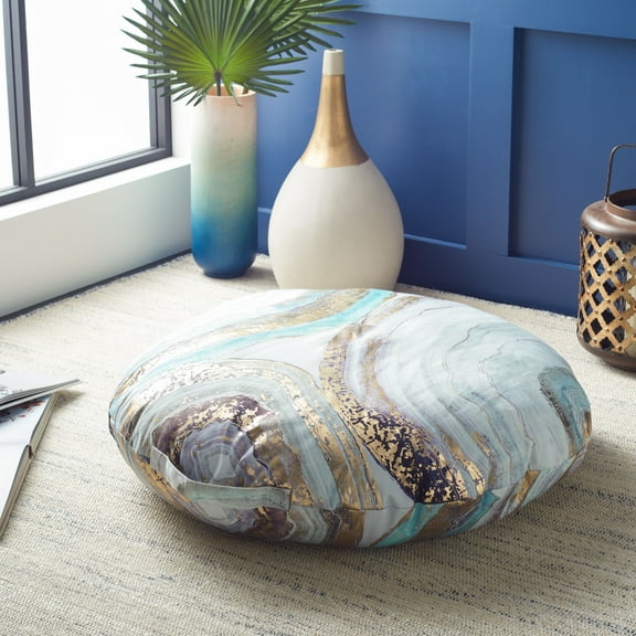 SAFAVIEH Nima Abstract Floor Pillow, 18" x 18", Teal/Gold/Beige