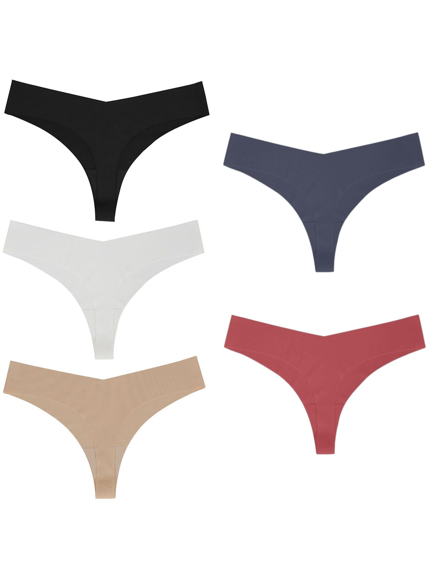 Deago Womens Underwear Thongs Low Rise Seamless Thong Stretch Invisible  Bikini Thongs Panties Multipack (Black, L) 