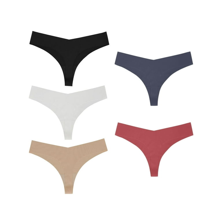 Deago Womens Underwear Thongs Low Rise Seamless Thong Stretch Invisible  Bikini Thongs Panties Multipack (Navy, XL) 