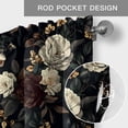 thumbnail image 3 of Vintage Black Floral Kitchen Valances for Windows, Spring Seasonal Botanical Blooms Bathroom Window Valances 54x18 Inch Rod Pocket Window Treatments Valance Curtains for Living Room Bedroom Decor, 3 of 9