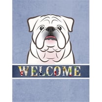 Caroline's Treasures BB1406GF White English Bulldog  Welcome Flag Garden Size , Small, multicolor