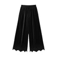 thumbnail image 4 of Lmueinov 2026 Women's Drawstring Elastic High Waist Velvet Wide Leg Pants, Lace Scalloped Hem Loose Casual Trousers with Side Pockets Autumn Winter S-3XL, 4 of 7