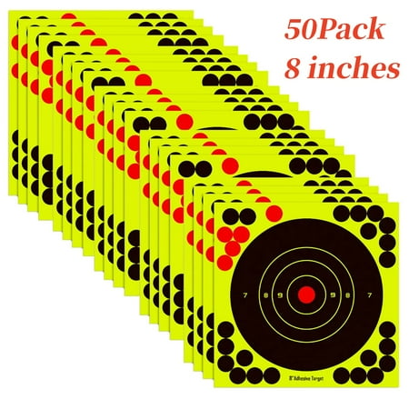 8 50 Pack Shooting Target Self Adhesive Paper Shooting Targets with Cover-up Patches for Gun Pistol Rifle Bb Gun Pellet Gun Airsoft Air Rifle Range