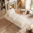 thumbnail image 6 of Poshby Corduroy Single Sofa Bean Bag Lounger Chair with Ottoman for Living Room, White, 6 of 7