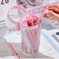thumbnail image 5 of Clear Mesh Pen Holder Case, 2-in-1 Standing Zipper Pouch, Large Capacity Stationery Organizer, for Students Back to School Supplies, Pink, 5 of 8
