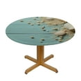 thumbnail image 3 of JEUXUS Round Tablecloth Blue Wooden Shells Summer Fitted Elastic Waterproof Wipeable Table Cloth Cover Decorations Table Pad Cover for lndoor Outdoor-Medium, 3 of 7
