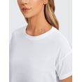 thumbnail image 4 of CRZ YOGA Women's Pima Cotton Workout Short Sleeve Shirts Loose Athletic Crop Tops Casual T-Shirt, 4 of 6