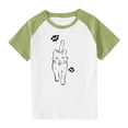 thumbnail image 2 of SGFCWSX Girls Short Sleeve Raglan T-Shirt, Kids Crew Neck Regular Fit Graphic Tees Summer Tops Mint Green Size 9-10 Years, 2 of 8
