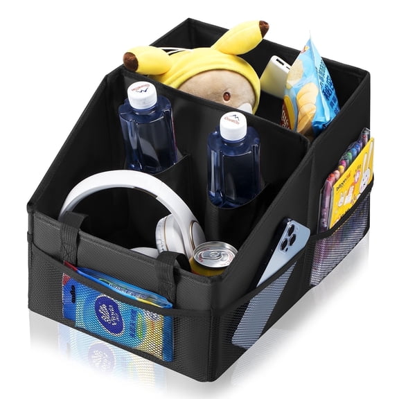 Uplien Car Storage Organizer 2026 Updated Odorless Fabric Car Caddy for Front/Back Seats or Floor with Bottle Holder, 2 Handles, 13 Compartments