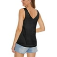 thumbnail image 6 of NeedBo Women's Silk Satin Tank Tops V Neck Camisole Sleeveless Casual Blouses Basic Tank Shirt, Black M, 6 of 7