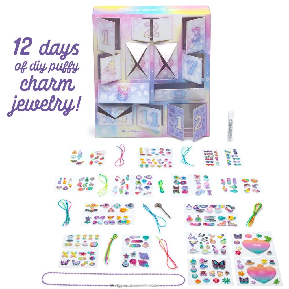 Craft-tastic  12 Days of DIY Charm Jewelry  Count Down to Fun with 12 Days of Puffy Charm DIY Surprises Bracelets, Rings, Hair Charms, Earrings, and More  Creative Arts & Crafts Gift - Ages 6+