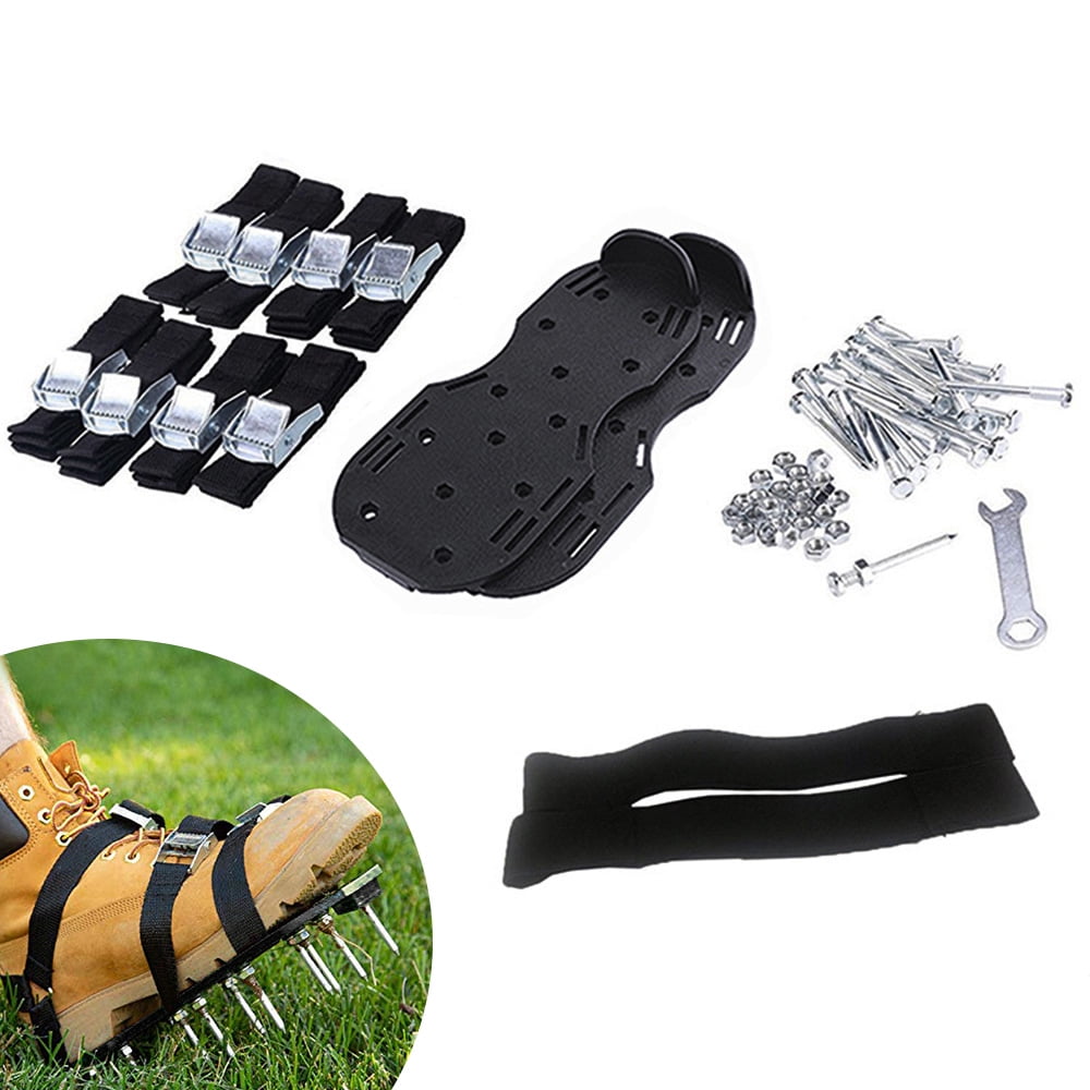 garden rollers Lawn Aerator Shoes for lawns heavy duty 2 Adjustable Straps & Metal Buckles Extra Spikes and Bonus Wrench Included AJL Soil grass scarifiers Sandals Color : Green