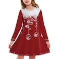 thumbnail image 2 of WUXIAN Kids Toddler Girls Christmas Tree Deer Print Christmas Long Sleeve Dress Party Princess Baby Sundress Children Cozy Dailywear, 2 of 3
