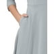 thumbnail image 5 of Vestido de trabajo para mujeres INSPIRE CHIC, corte A, mangas 3/4, elegante, midi, gris, XL, 5 of 6