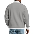 thumbnail image 5 of Dresfit Waffle Sweatshirt Mens V Neck Textured Polo Shirts 2026 Spring Lightweight Long Sleeve Sweater Collared Stand Cuffed Knit Big and Tall Tops Gray L, 5 of 6
