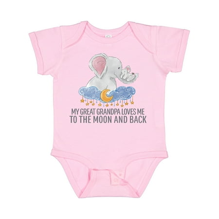 

Inktastic My Great Grandpa Loves Me to the Moon and Back Elephants Boys or Girls Baby Bodysuit