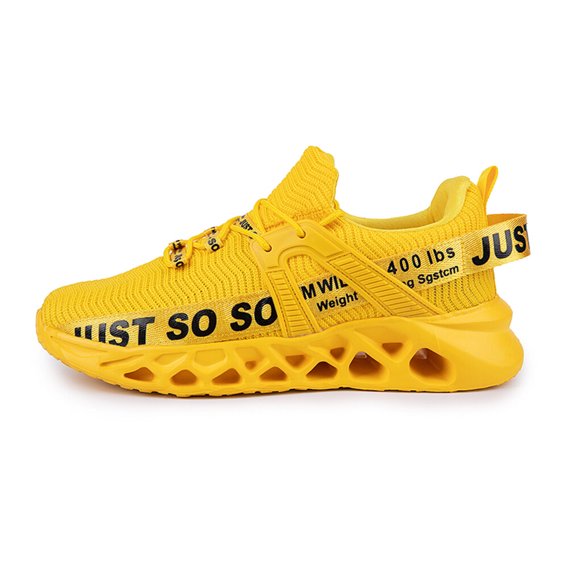 Maytalsory Men Running Shoes Outdoor Mesh Breathable Lightweight Sneakers Sports Non-slip Wear-resistant Lace Up Casual Gym Footwear Yellow 42