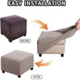 thumbnail image 4 of Ottoman Cover Slipcovers Square Fit Length 13"-44" Footrest, Stool Covers, Ottoman Protector Cover, Footstool Covers with Stretch Thick Checked with Elastic Bottom, Removable Washable(Taupe,XL(67-84cm, 4 of 7
