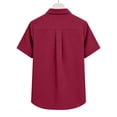 thumbnail image 4 of Craaazy Women Casual Collared Blouse, Solid Color Short Sleeve Button Down Shirt, Loose Fit Comfy V Neck Top for Daily Wear Gifts, 4 of 5