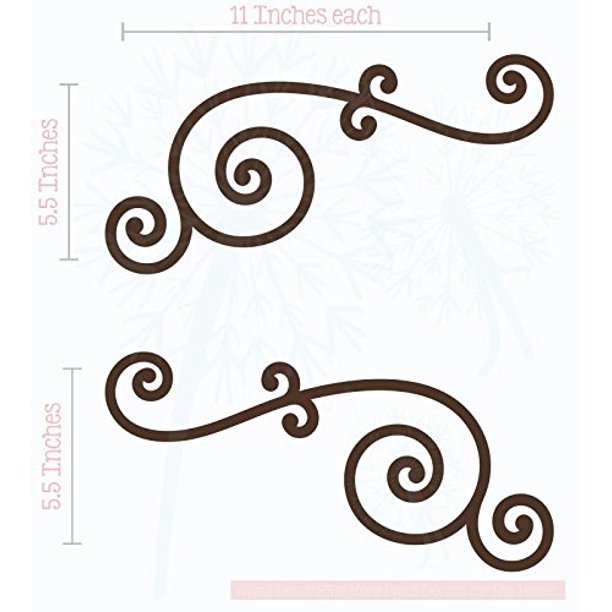 Curly Swirls 2pc Wall Art Decals Vinyl Stickers Home Décor 11x5.5inch
