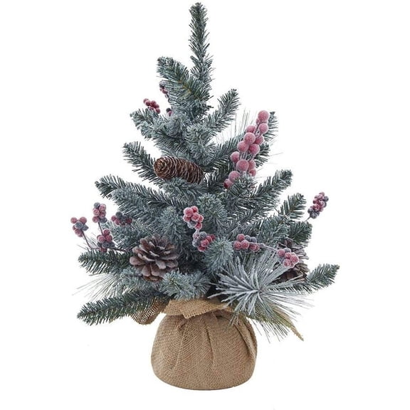 Kurt Adler 18-Inch Flocked Red Berries and Pinecone Tree