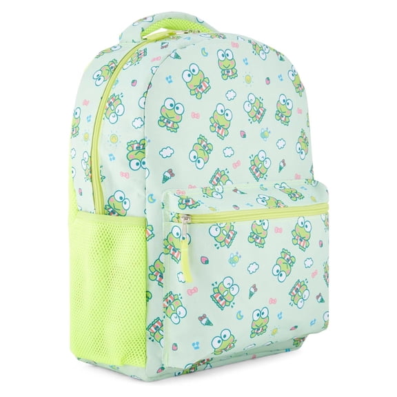 Hello Kitty Girls Keroppi Backpack, Printed Allover Keroppi School Bag for Kids Yellow