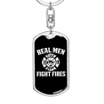 thumbnail image 5 of Real Men Fight Fires Firefighter Stainless Steel or 18k Gold Premium Swivel Dog Tag Keychain, 5 of 10