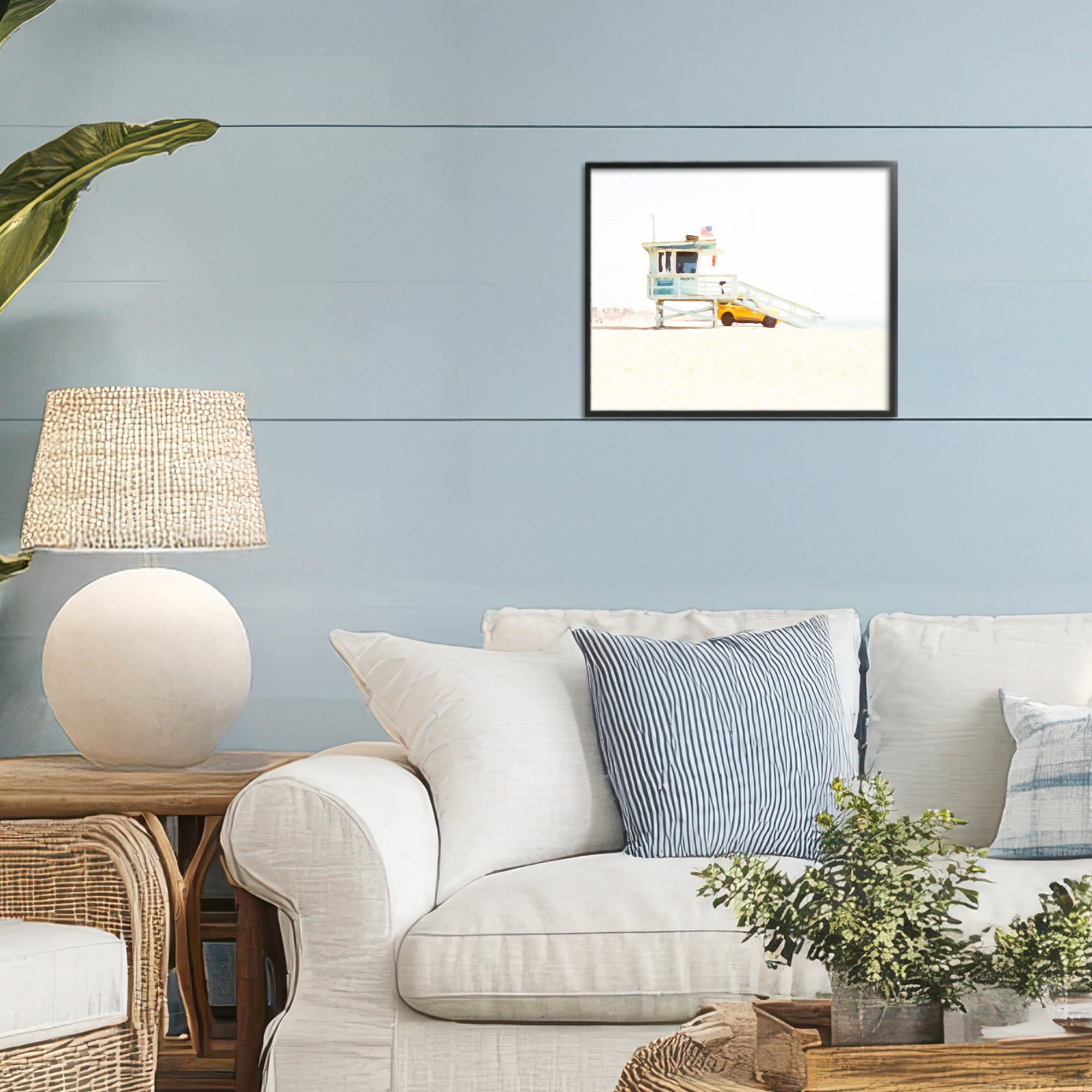 Stupell Industries Soft Light Lifeguard Station Black Framed Giclee Art, design by Kim Curinga
