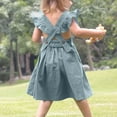 thumbnail image 4 of Fancifize Girls Summer Dresses Cute Ruffle Sleeve Flowy Dress Cotton Linen Casual Crew Neck Trendy Outfits Beach Vacation Clothes for Kids, 4 of 5