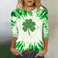 thumbnail image 2 of St Patricks Day Shirt for Women Funny Green Graphic 3/4 Sleeve Crewneck Casual Loose Fit Pullover Tshirt Tee Tops (3XL, Multicolor), 2 of 4