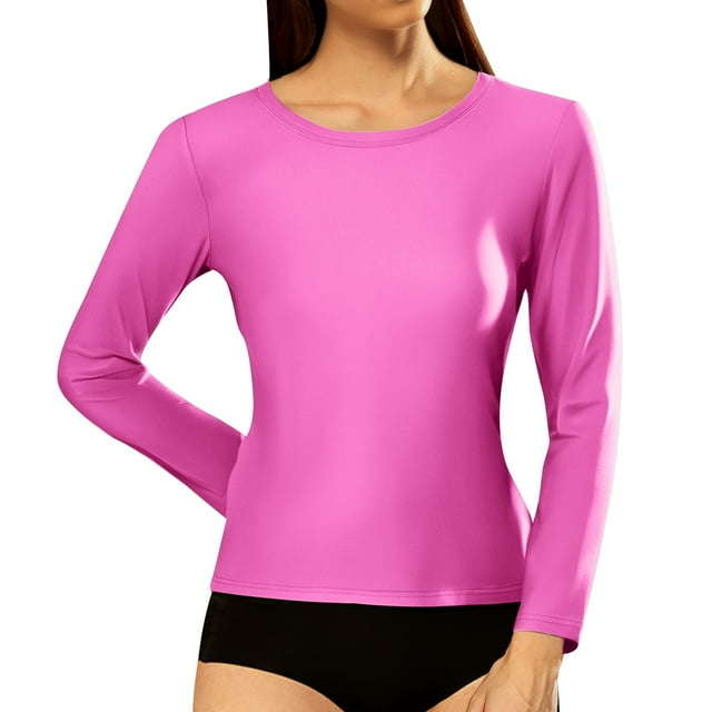 Hiiyo T-Shirt à Manches Longues Côtelé pour Femmes Col Rond Ajusté T-Shirt(s-TTG)