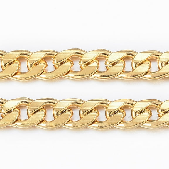 1m 3.28 Feet Ion Plating(IP) 304 Stainless Steel Cuban Link Chains Chunky Curb Chains Twisted Chains Unwelded Golden 5.5x3.8x1mm