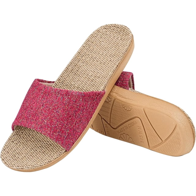 XINGYUE Flax Tatami Slippers No Slip Indoor Slippers Open Toe
