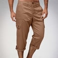 thumbnail image 5 of UVEASISHA Hiking Capri Pants Men Lightweight Quick Dry Cargo Pants Roll-Up Below Knee Work Trousers Summer Casual Cropped Travel Pants with Pockets Brown S, 5 of 8