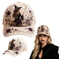 thumbnail image 5 of FUZHIQ 3D Halloween Embroidered Baseball Cap for Women Men Adjustable Soft Breathable Hats Elegant Trendy Headwear for Shopping Travel Daily Vacation, 5 of 5